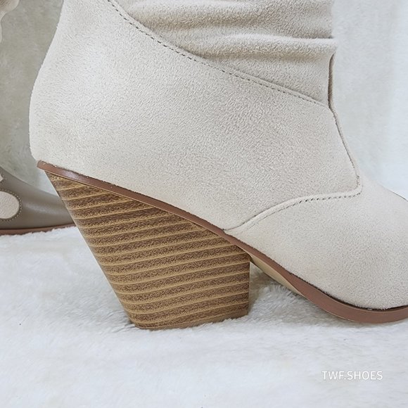 Iconic Western Thigh high Cowgirl Boots Cream - Picture 11 of 12